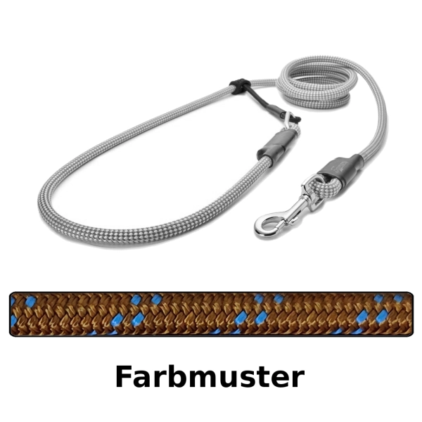 EASYLONG Hundeleine - M - 4m - braun mit blauen Strichen